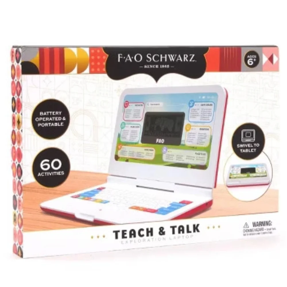 NIB FAO Schwarz Teach & Talk Exploration Laptop - Red and White
